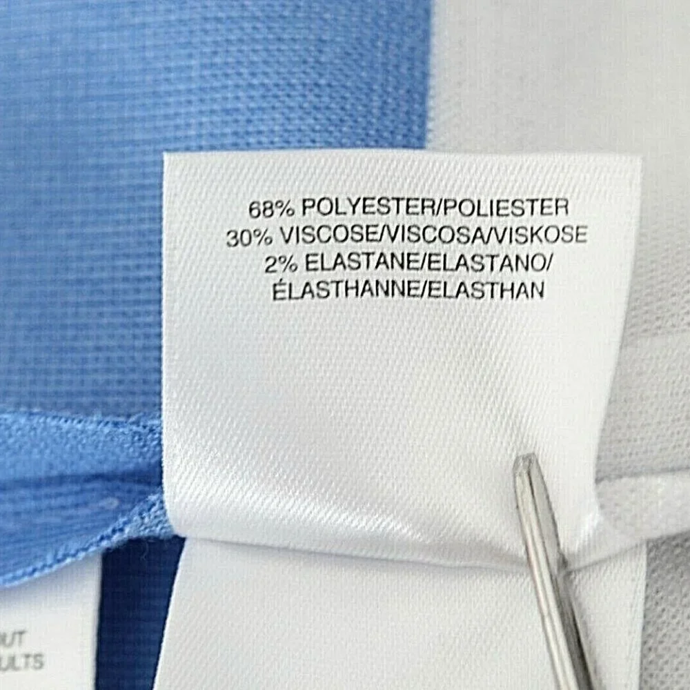 Jones New York Sz L Black Blue White Stripe Polyester Blend Dress - Picture 5 of 6